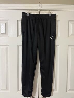 Puma Black Men’s Jogger Track Pants with White Logo, size large NWT